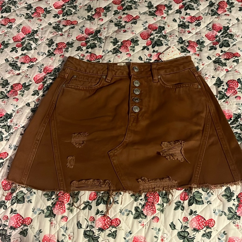 NWT We The Free Free People bronze denim skirt sz 25